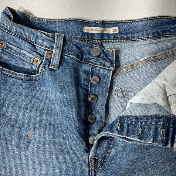 Levis 501 Original Fit Button-Fly Jeans Womens 28x30 Mid-Rise Straight Leg Light - Picture 7 of 14